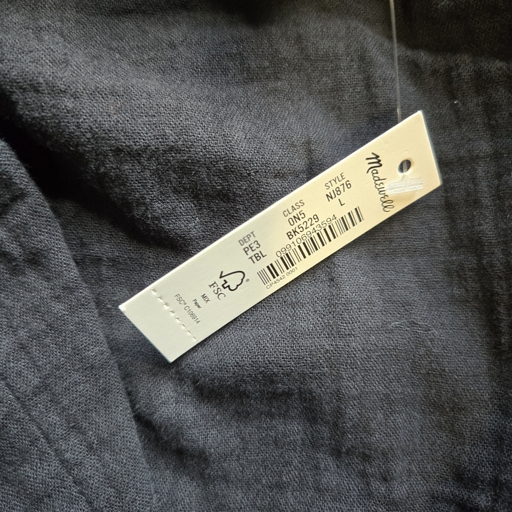 Madewell Crinkle Cotton Cover-Up Shirtdress Black Large NWT Oversize Minimalist - Picture 6 of 11